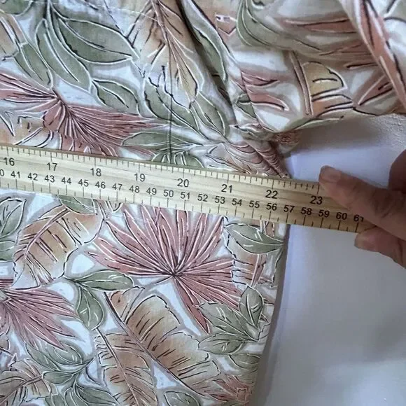 Vintage Pierre Cardin Hawaiian Shirt Button Up Orange Green Leaf Print Large - Picture 5 of 8